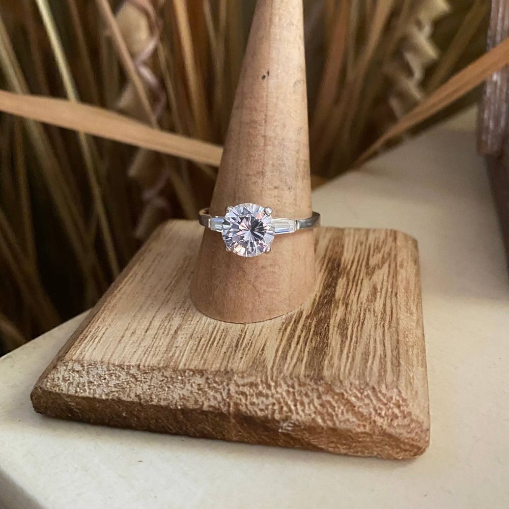 Sterling Silver CZ Engagement Ring Size 10